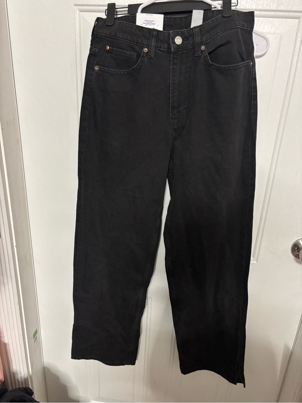 H&M Black High-Rise Straight-Leg Jeans